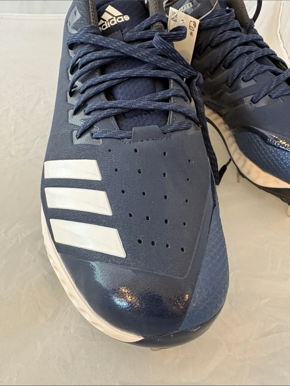 New adidas Navy Athletic Cleats with White Three-Stripes size 13 shoes